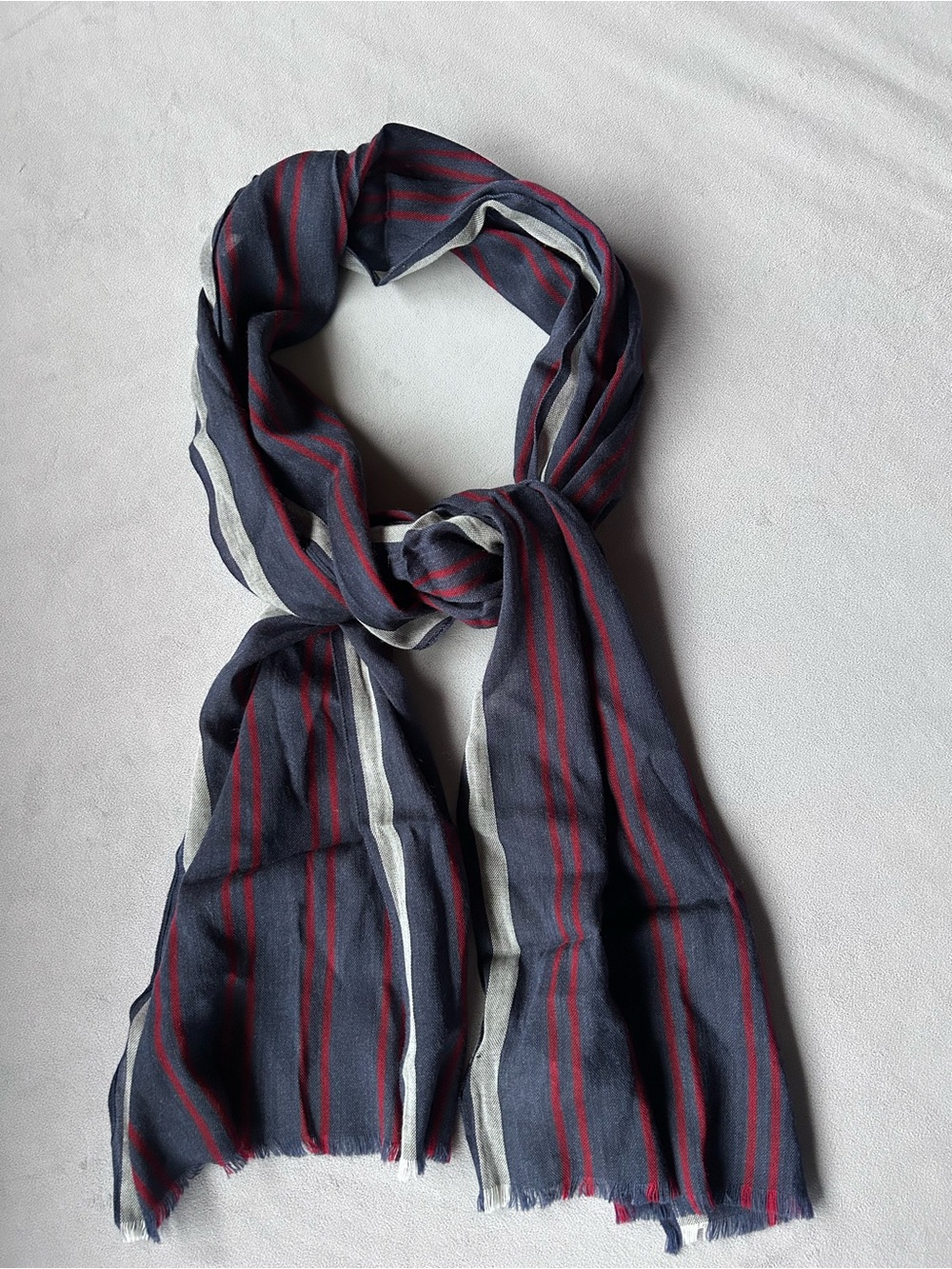 Hugo Boss ~ Scarf ~ Red Blue Grey Striped